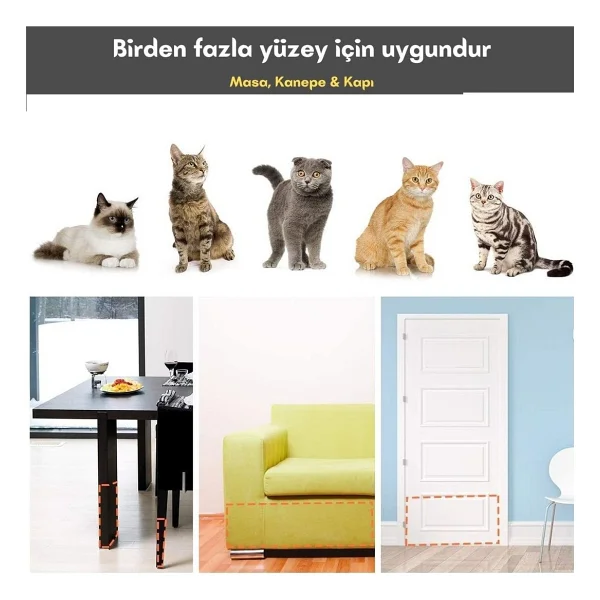 Kedi Caydırıcı Eğitim Bandı, Mobilyalar Için Tırmalamaya Karşı Önleyici, %100 Şeffaf10 Cm X 10 Mt - Görsel 3