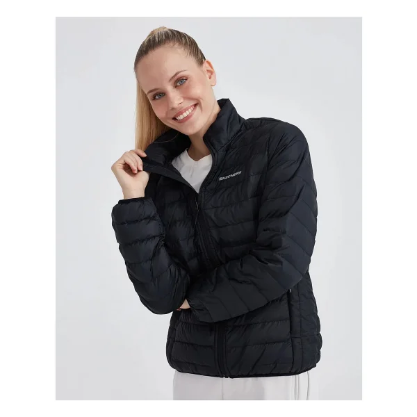 Skechers Turtle Neck Essential S212273-001 Siyah Kadın Şişme Mont - Görsel 7
