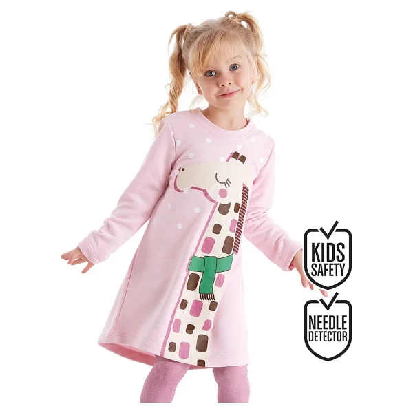 Denokids Cool Zürafa Kız Elbise Pembe 8 Y - Görsel 7