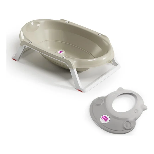 Okbaby Bebek Banyo Seti Onda Slim Katlanır Küvet + Hippo Duş Şapkası A.Gri - Görsel 9