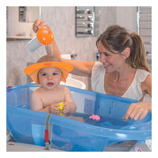 Okbaby Bebek Banyo Seti Onda Slim Katlanır Küvet + Hippo Duş Şapkası A.Gri - Görsel 8