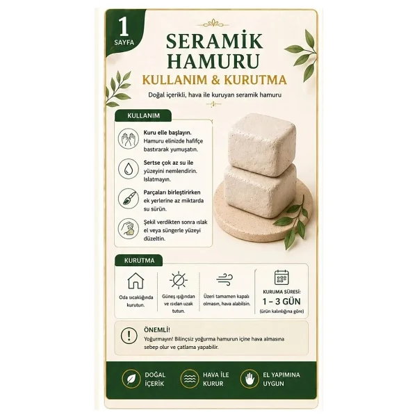 Dsh Doğal Seramik Hamuru Beyaz Seramik Hamuru, Doğal Kil Çamuru, Oyun Hamuru, 5 Kg, Çamur Kesme Teli-İpi - Görsel 3