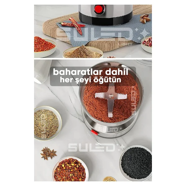 Suled Kahve & Baharat Öğütücü Bigpro 280w Paslanmaz Çelik 220v Fişli Öğütücü - Parçalayıcı - Görsel 4
