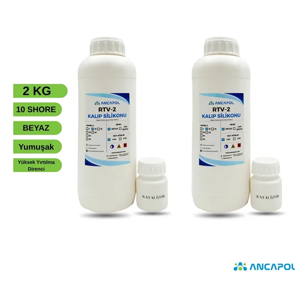 Ancapol Rtv-2 Kalıp Silikonu 1.kalite 10 Shorea Beyaz 2 kg