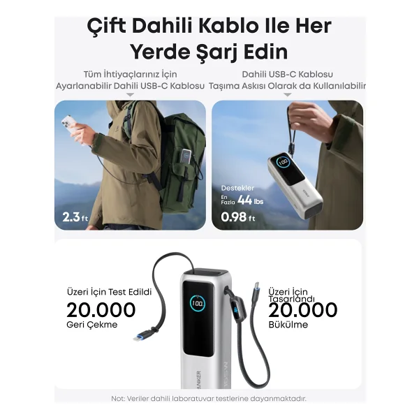 Anker A1695 25000 mAh Hızlı Şarj Powerbank - Görsel 4