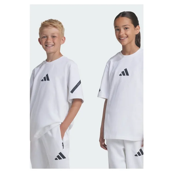 Adidas Z.N.E. Jj4144 Beyaz Kısa Kollu Bisiklet Yaka Çocuk Tişört - Görsel 4