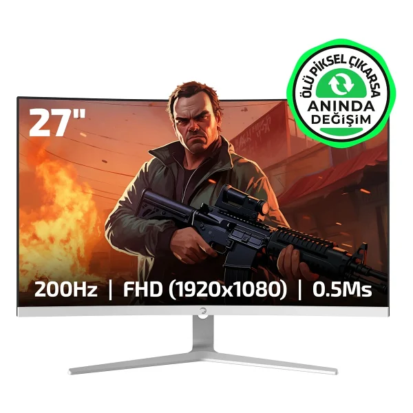 Gamepower Vivid T50 White 27'' 0.5 Ms Full HD Curved 200 Hz Oyuncu Monitörü - Görsel 7
