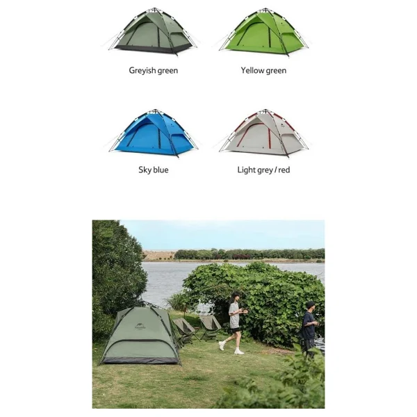 Naturehike 4 Kişilik Otomatik Gri Kırmızı Kamp Çadırı - Görsel 7