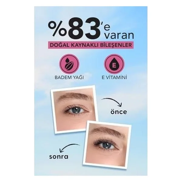 Doğal Formüllü Kirpik Uzatıcı Maskara (Siyah) - Longer Than Ever Mascara - 001 Black - 8682536067119 - Görsel 4