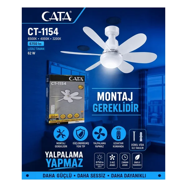 Cata Lodos Ct-1154 Tavan Tipi Vantilatör - Görsel 4