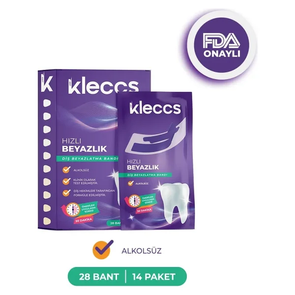 Kleccs Diş Beyazlatma Bandı, Hızlı Beyazlık, 14 Paket-28 Bant, Günlük Ve Bireysel Kullanıma Uygun - Görsel 10