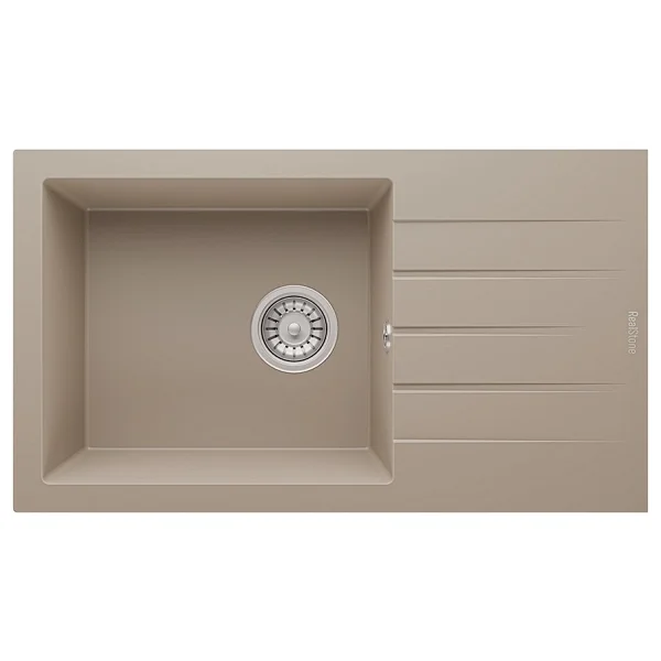 Realstone Assos P010 76 XL Tek Gözlü Krem Granit Eviye - Görsel 2