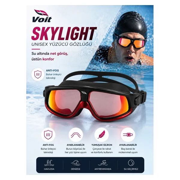 Voit Skylight 1VTAKYY8801 Aynalı Yüzücü Gözlüğü - Görsel 5
