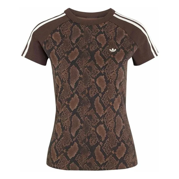 Adidas Snake Print Cali KX1889 Kahverengi Kısa Kollu Bisiklet Yaka Kadın Tişört - Görsel 7