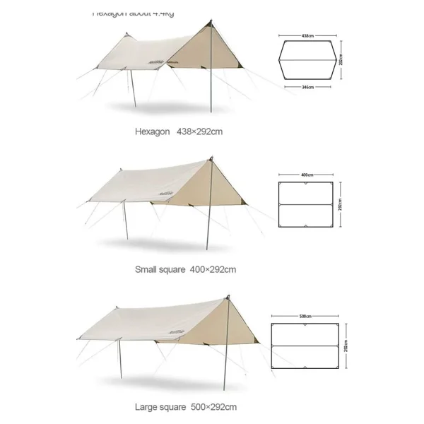 Naturehike Hexagon Glamping 3x4.8 Mt Tarp [Güneş Ve Rüzgar Koruma Tentesi] - Renkli - Görsel 2
