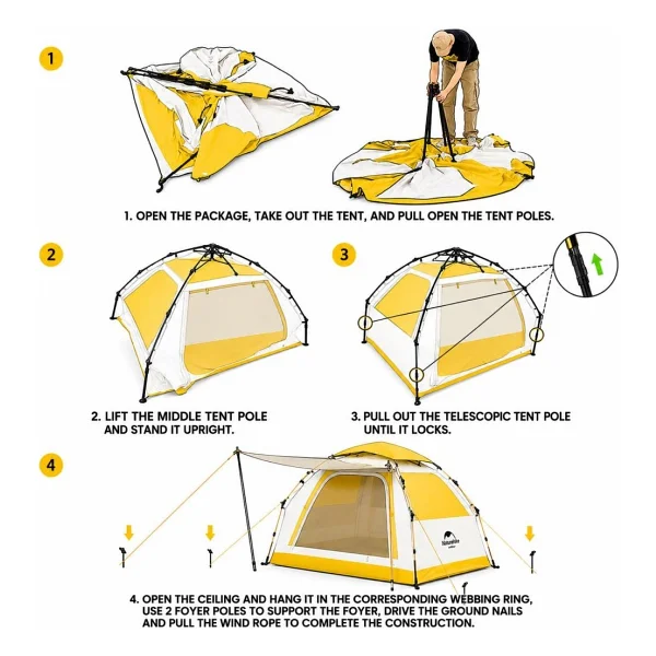 Naturehike Ango Gölgelikli Otomatik Aile Çadırı - Görsel 3