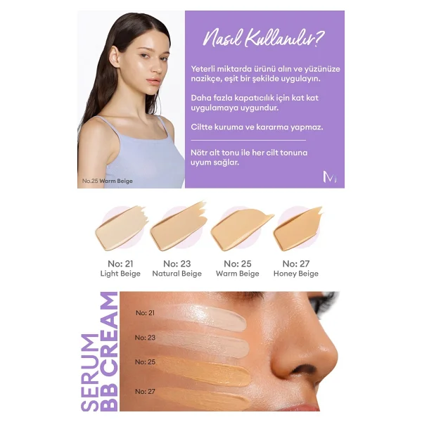 Missha M Perfect Cover Serum No. 25 Warm Beige Spf 50+ Pa++++ 20 Ml Bb Krem - Görsel 4