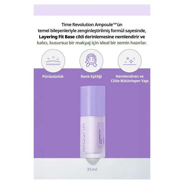 Missha Layering Fit Base Solgun Görünümü Nötrleyen Violet Spf 15 Pa+ 35 Ml Makyaj Bazı - Görsel 2