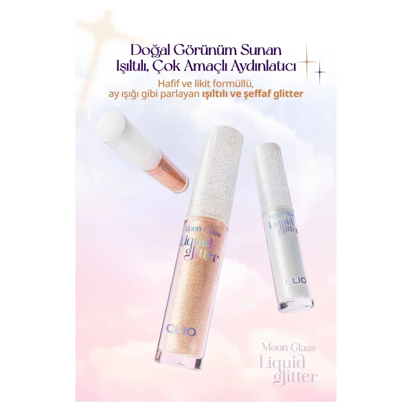 Işıltılı Ve Şeffaf Likit Glitter Clıo Moon Glass Liquid Glitter Sweet Cloud (02 Moon Flare) - Görsel 3