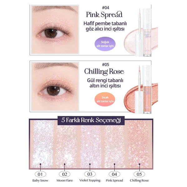 Işıltılı Ve Şeffaf Likit Glitter Clıo Moon Glass Liquid Glitter Sweet Cloud (02 Moon Flare) - Görsel 5