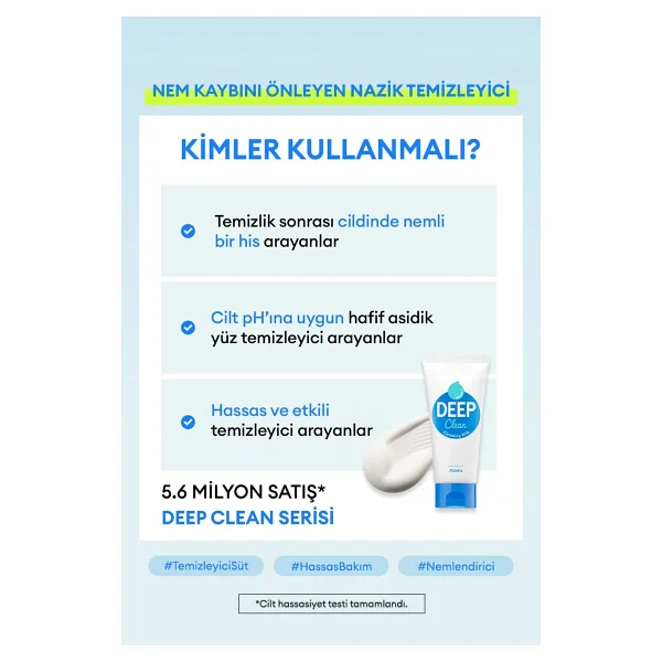 Missha Hassas Ciltler İçin Cilt & Makyaj Temizleme Sütü A'pıeu Deep Clean Cleansing Milk 130ml - Görsel 4