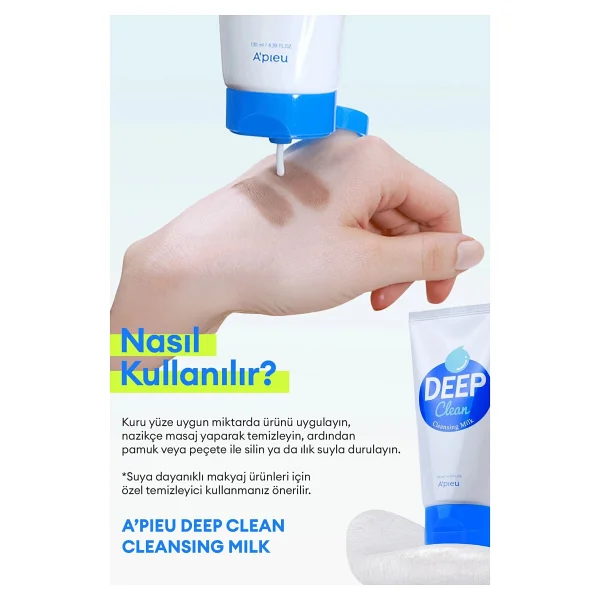 Missha Hassas Ciltler İçin Cilt & Makyaj Temizleme Sütü A'pıeu Deep Clean Cleansing Milk 130ml - Görsel 7