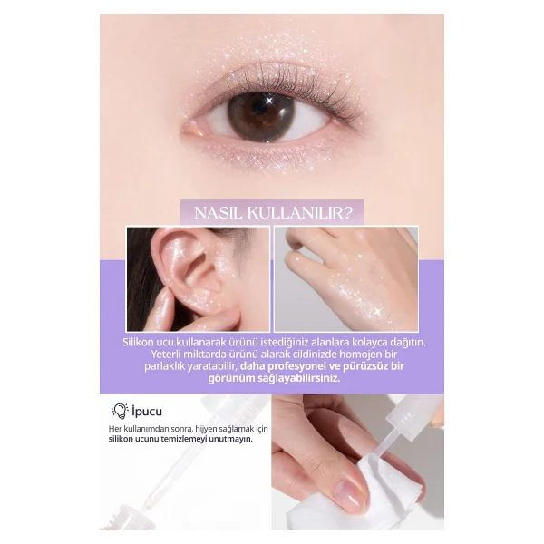 Işıltılı Ve Şeffaf Likit Glitter Clıo Moon Glass Liquid Glitter Sweet Cloud (01 Baby Snow) - Görsel 2