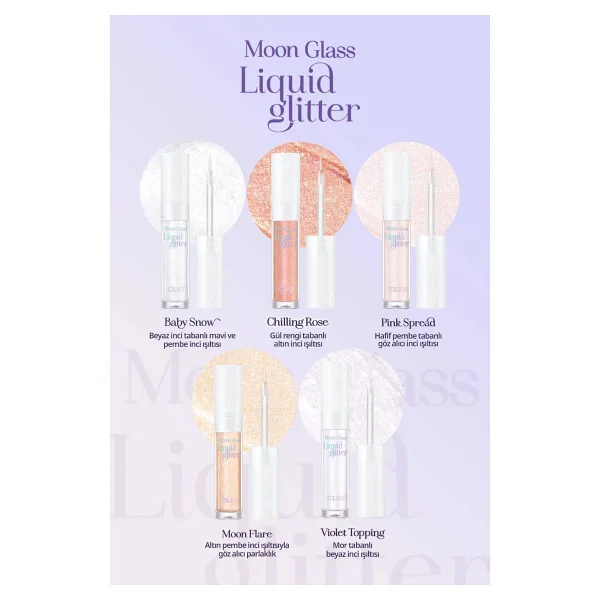 Işıltılı Ve Şeffaf Likit Glitter Clıo Moon Glass Liquid Glitter Sweet Cloud (01 Baby Snow) - Görsel 8