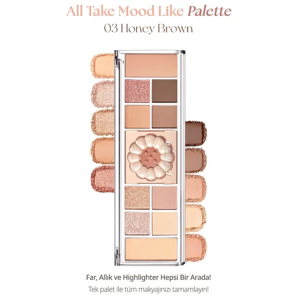 Peripera All Take Mood Like 03 Honey Brown Makyaj Paleti - Görsel 9