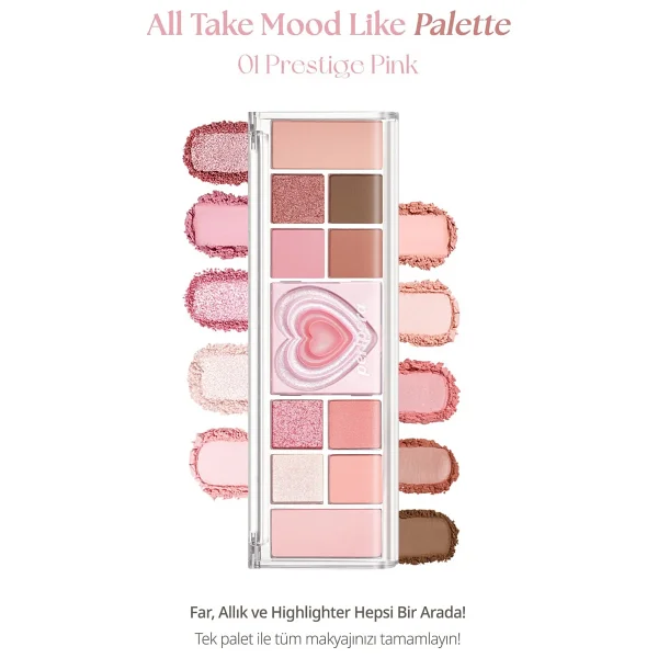 Peripera All Take Mood Like 01 Prestige Pink Makyaj Paleti - Görsel 9
