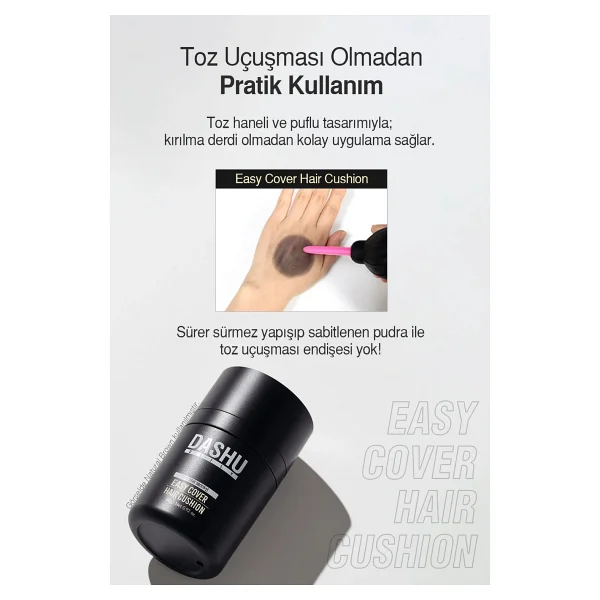Suya Ve Tere Dayanıklı, Kapatıcı Siyah Saç Cushion Topik Dashu Daily Easy Cover Hair Cushion Black - Görsel 4