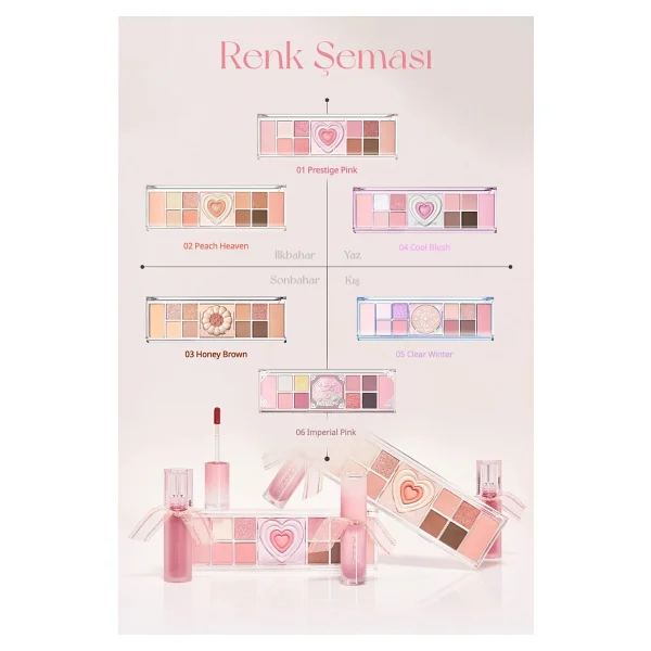 Peripera All Take Mood Like 01 Prestige Pink Makyaj Paleti - Görsel 7