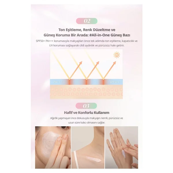 Dasique Correcting Sun Spf 50+ Pa+++ Kızarıklık Karşıtı 02 Cica Green 30 Ml Makyaj Bazı - Görsel 4