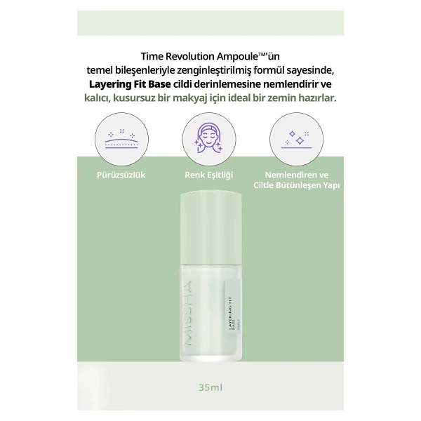 Missha Layering Fit Base Kızarıklıkları Nötrleyen Mint Spf 15 Pa+ 35 Ml Makyaj Bazı - Görsel 2