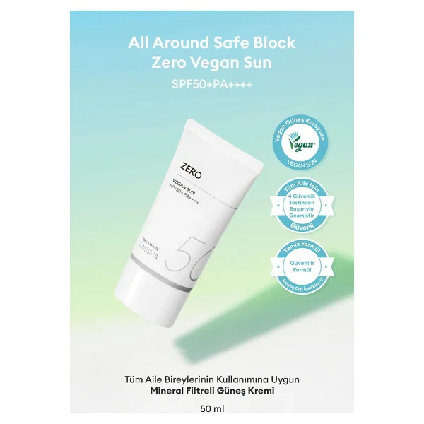 Missha Nazik, Mineral Filtreli Güneş Kremi Mıssha All Around Safe Block Zero Vegan Sun Spf 50+ Pa++++ - Görsel 9