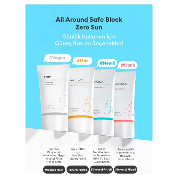 Missha Nazik, Mineral Filtreli Güneş Kremi Mıssha All Around Safe Block Zero Vegan Sun Spf 50+ Pa++++ - Görsel 6
