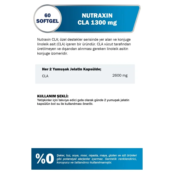 Nutraxin Cla 1300 Mg 60 Yumuşak Kapsül - Görsel 3