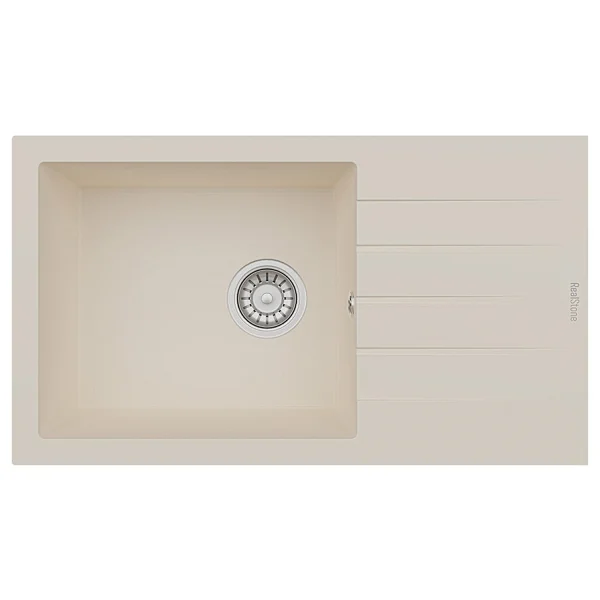 Realstone Assos P010 76 XL Tek Gözlü Krem Granit Eviye - Görsel 7