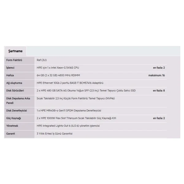 Hpe Dl380 Gen11 Gold 5416s-64gb-2x480g-2u (P81784) - Görsel 3
