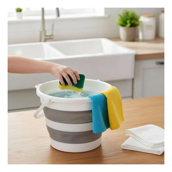 Deconox Katlanabilir Yer Kaplamayan Temizlik Kovası 13 Litre, Banyo, Mutfak Ve Temizlik İçin Katlanabilir Kova, Akordiyon Kova - Görsel 2