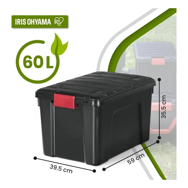 Iris Ohyama, Kapaklı Büyük Saklama Kutuları, Garaj Saklama Kutuları, Kapatma Klipsleri, 60l/3 Paket, Bpa İçermez, G59 X D39,5 X Y35,5 Cm, Sıa-60, Siyah - Görsel 2