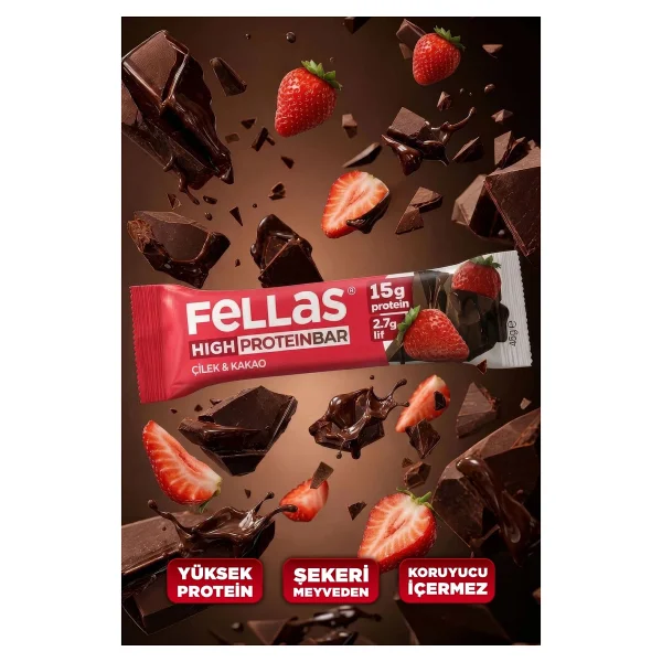 Fellas Yüksek Protein Bar - Çilekli 45 G X 12 Adet - Görsel 6