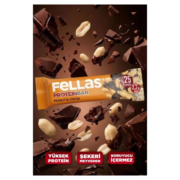Fellas Protein Bar - Yer Fıstıklı Ve Kakaolu (32 G) X 12 Adet - Görsel 10