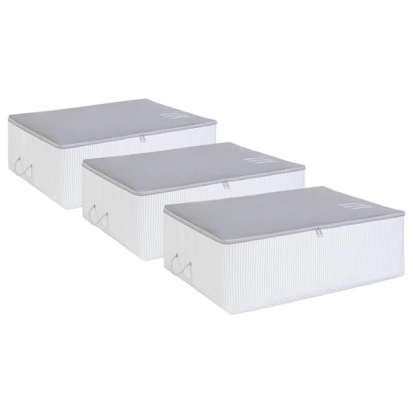 Ocean Home Textile 3lü Büyük Boy Gri Renk Stuff & Things Baza Altı Hurç Set - Görsel 6