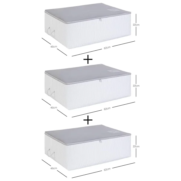 Ocean Home Textile 3lü Büyük Boy Gri Renk Stuff & Things Baza Altı Hurç Set - Görsel 2