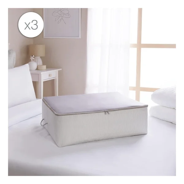 Ocean Home Textile 3lü Büyük Boy Gri Renk Stuff & Things Baza Altı Hurç Set - Görsel 3