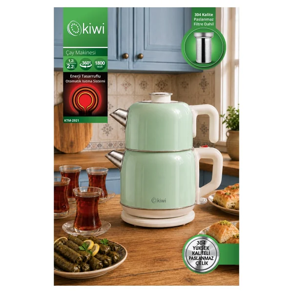 Kiwi Retro Ktm-2921 1800 W Çelik Çay Makinesi - Görsel 7