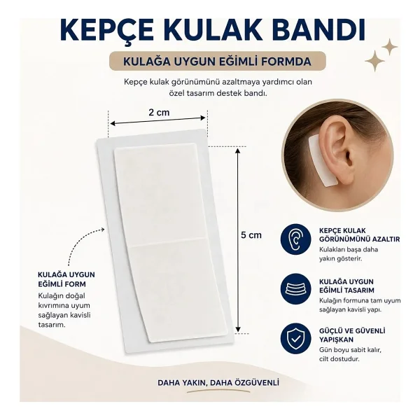Şeffaf Çift Taraflı Kepçe Kulak Düzeltme Bandı, Kulak Bandı, Kepçekulak Bandı, Çocuk Kulak Bandı - Görsel 7