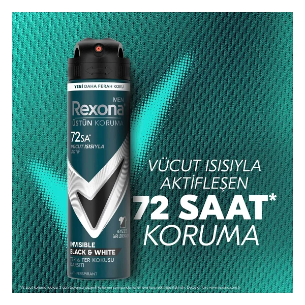 Rexona Men Üstün Koruma Invisible Black & White 150 Ml Erkek Deodorant - Görsel 9