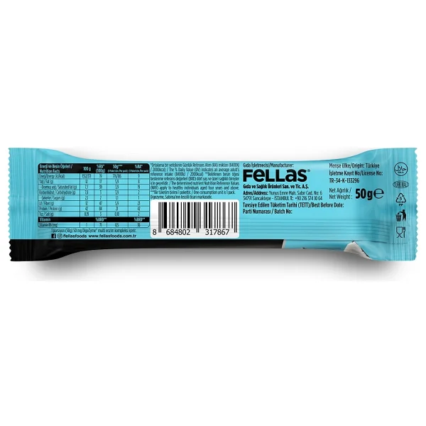 Fellas Çikolata Kaplı Highpro Protein Bar - Kurabiye Aromalı (50 G) - 12 Adet - 12 X 50 Gr - Görsel 6